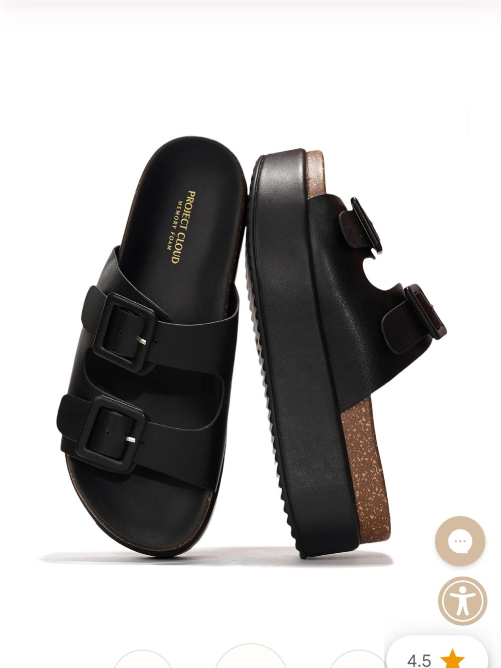 Women's Black Platform Slide with Dual Buckle Straps - Picture 2 of 5
